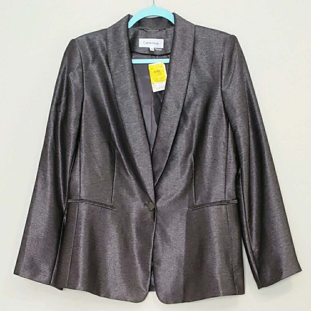 CALVIN KLEIN PEWTER GRAY BLAZER SZ 12